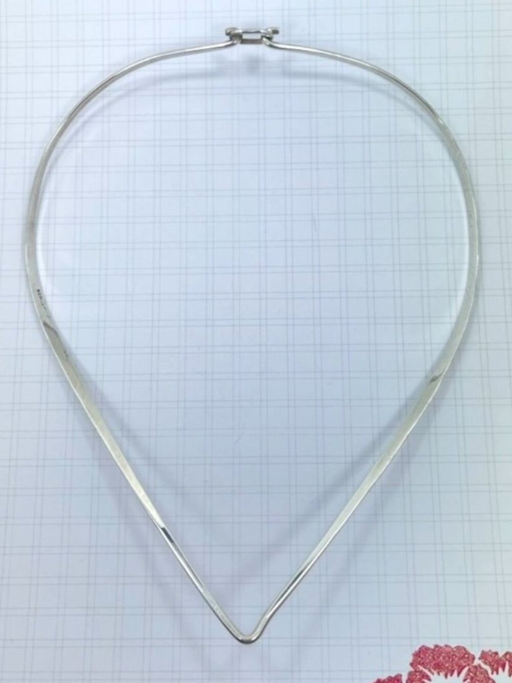 Y2K Artisan 925 Sterling Silver Modernist V Shape Choker Collar Made in Mexico - Picture 2 of 6
